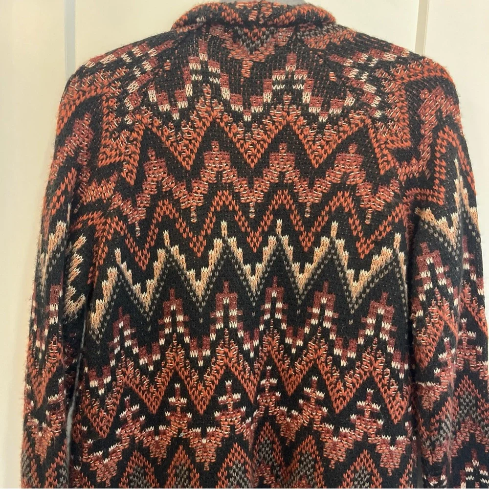 Lucky Brand Cardigan Women's Aztec Wool Blend Open‎ Front Knit Sweater Sz Small